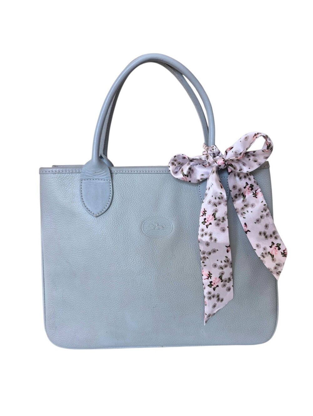 Longchamp Seafoam Blue Leather Tote Bag